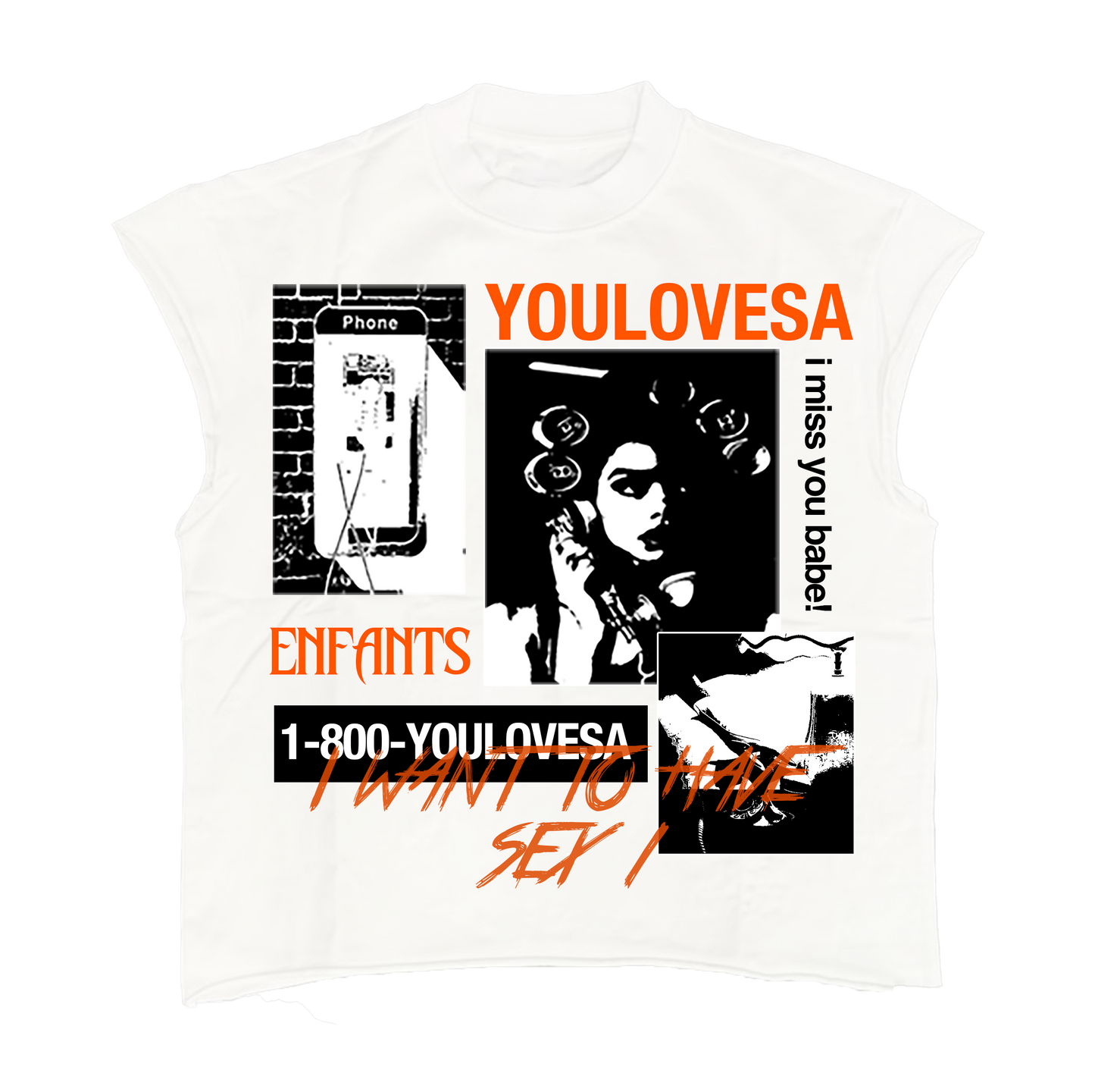 YLSA I MISS YOU ORANGE WHITE TEE