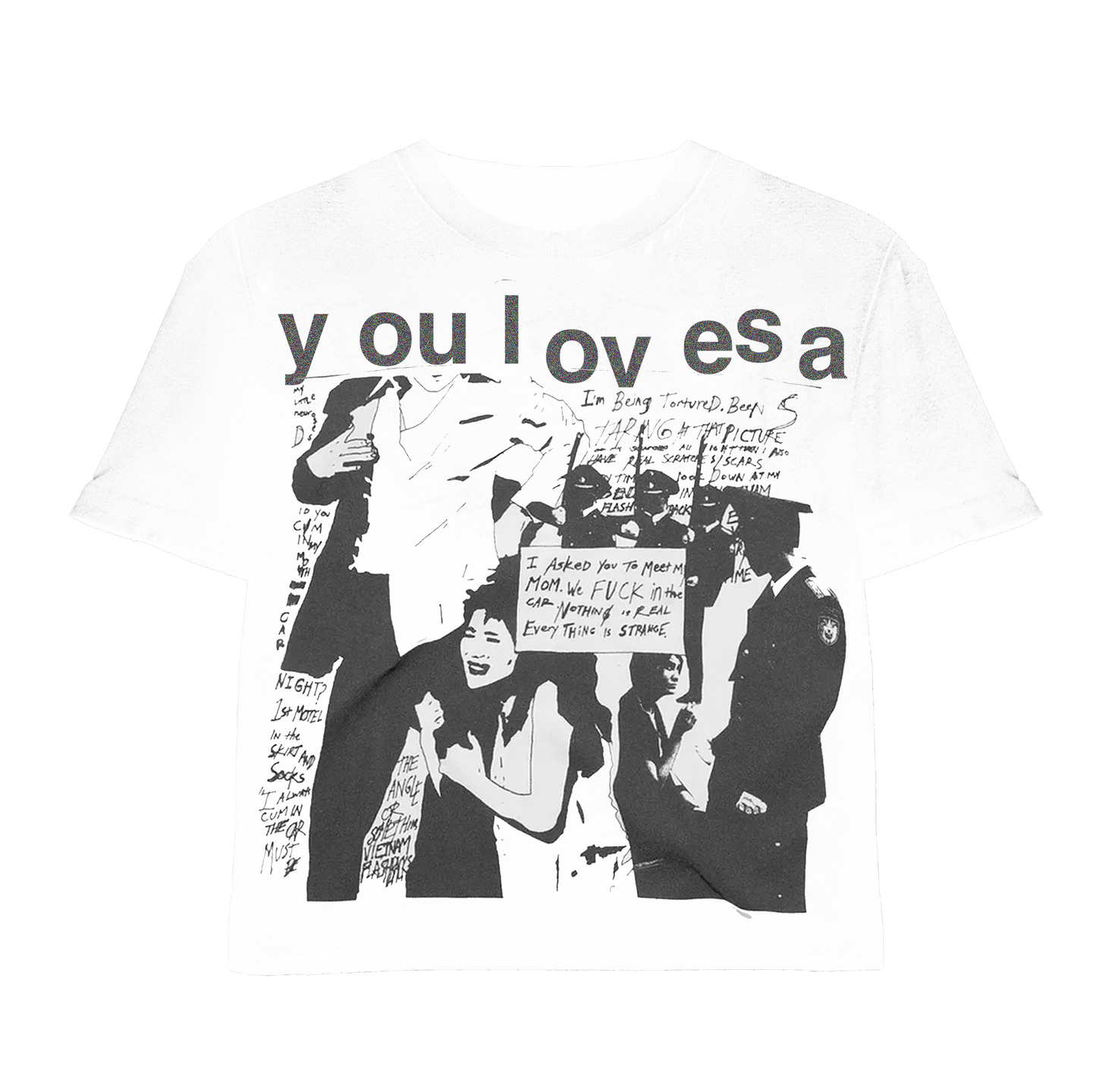 YLSA PROTEST GREY WHITE TEE