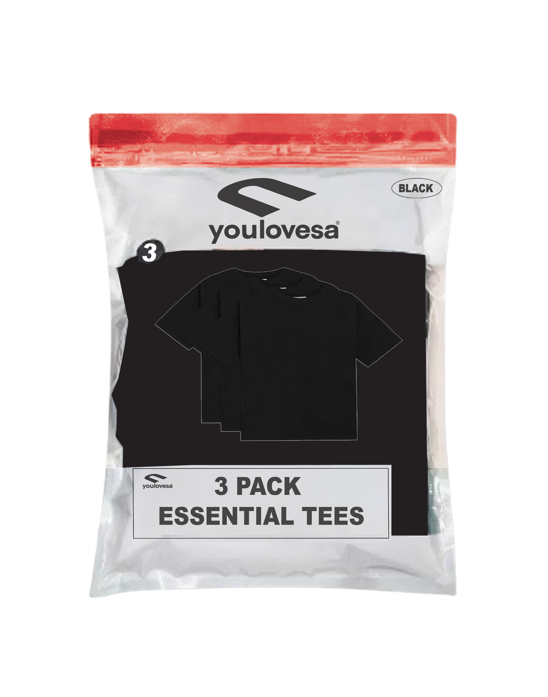 3 PACK ESSENTIAL TEE / BLACK