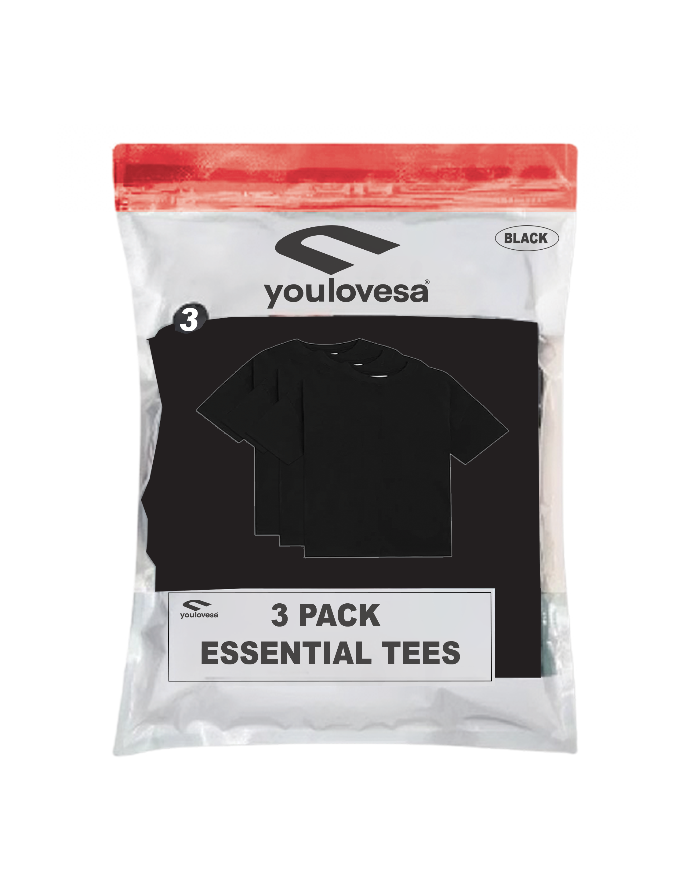 3 PACK ESSENTIAL TEE / BLACK