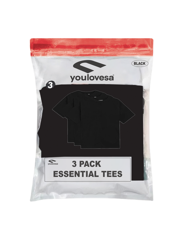 3 PACK ESSENTIAL TEE / BLACK
