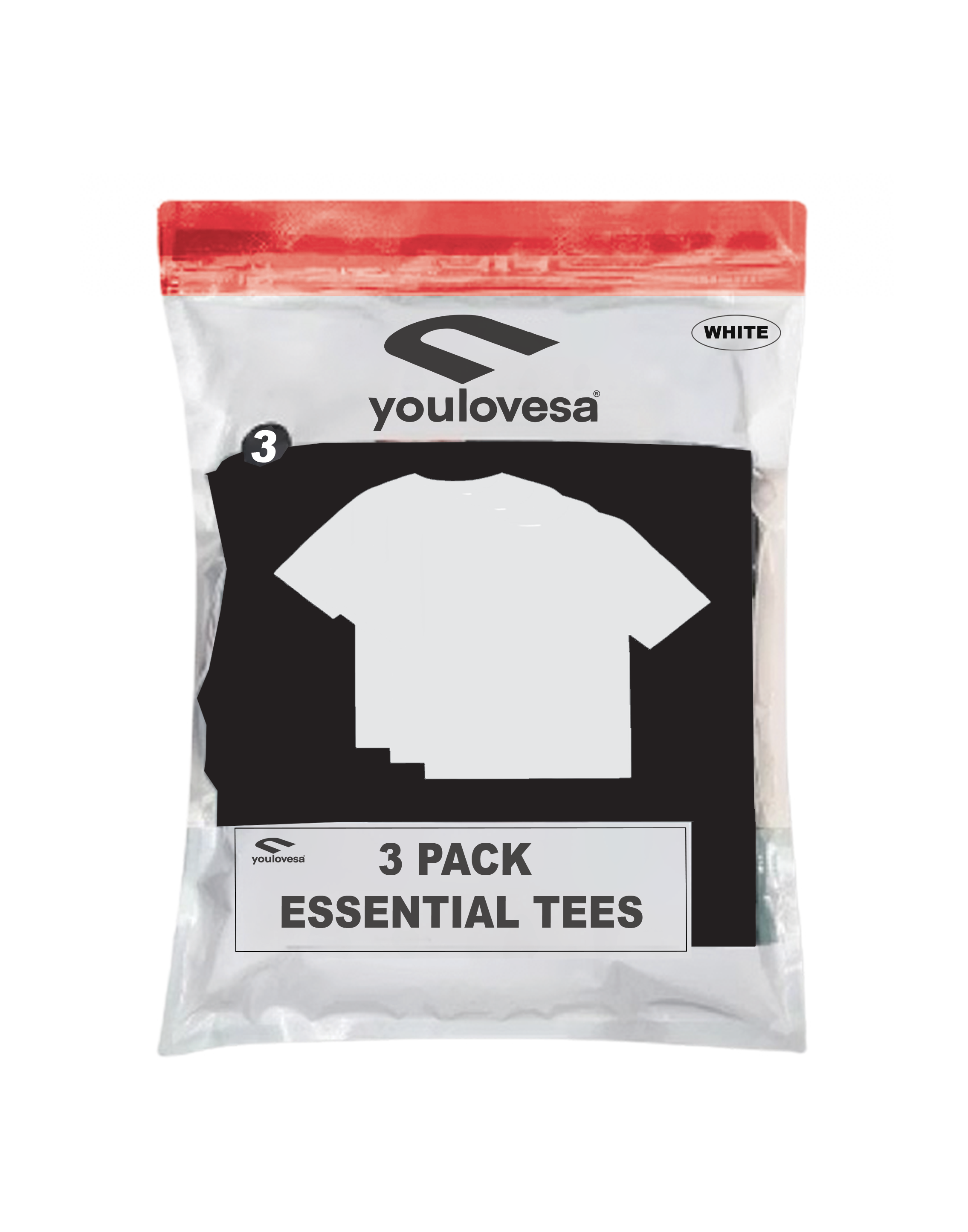 3 PACK ESSENTIAL TEE / WHITE