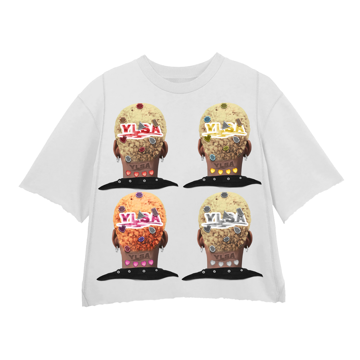 WHITE QUADRUPLE 2K HEADS TEE