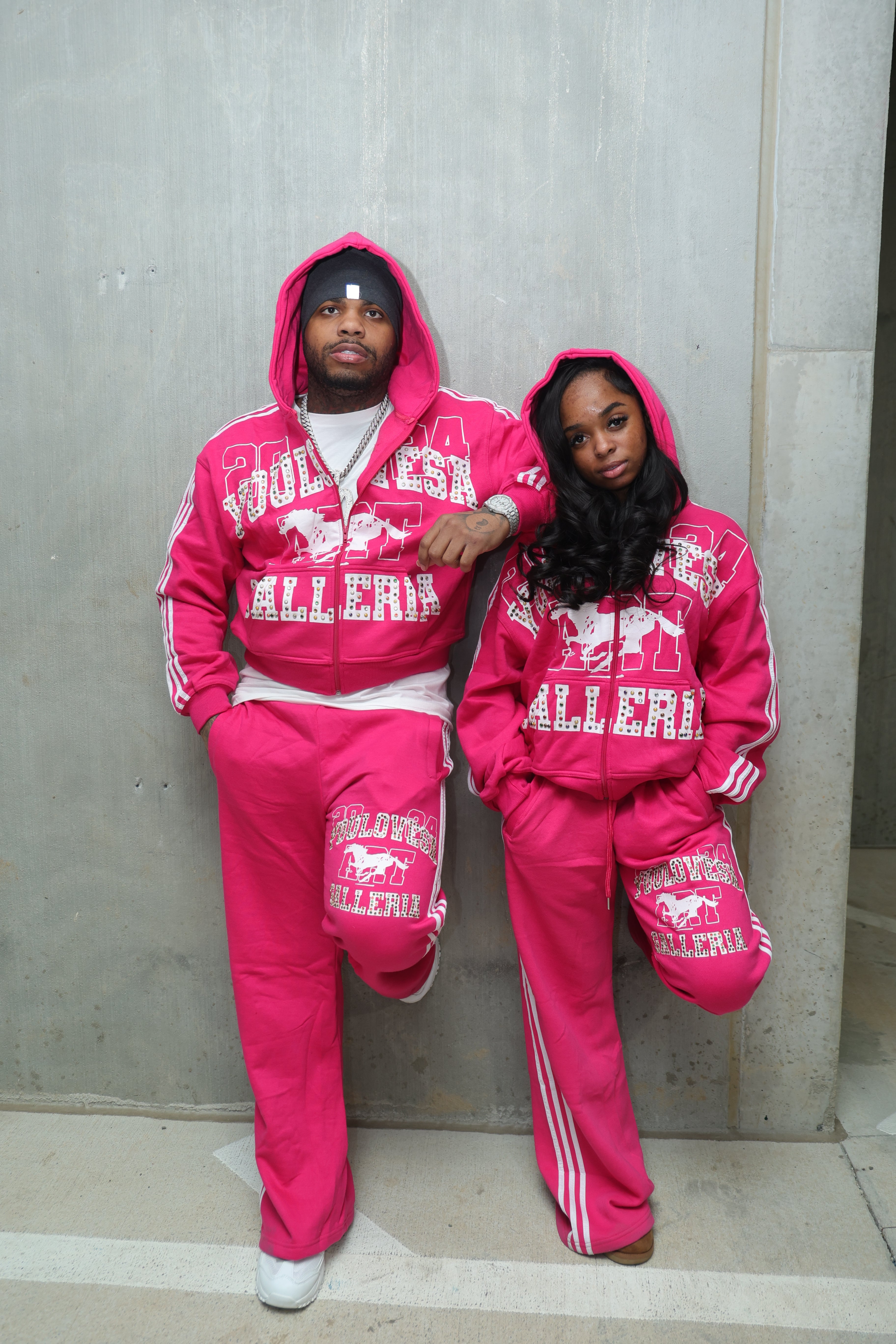 YLSA PINK RHINESTONE BALL HOG SWEATPANTS
