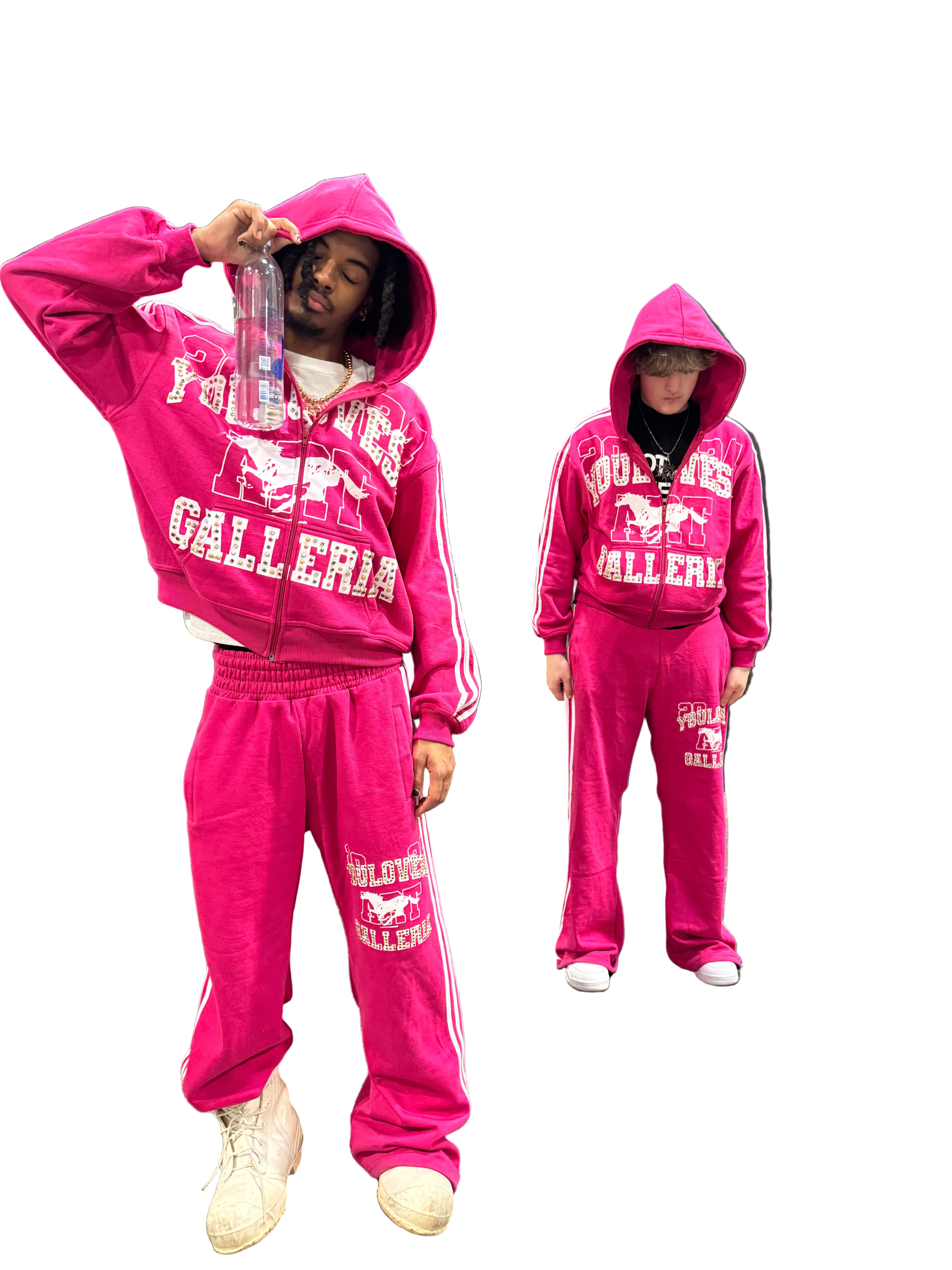 YLSA PINK RHINESTONE BALL HOG SWEATPANTS