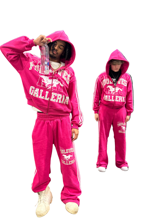 YLSA PINK RHINESTONE BALL HOG HOODIE