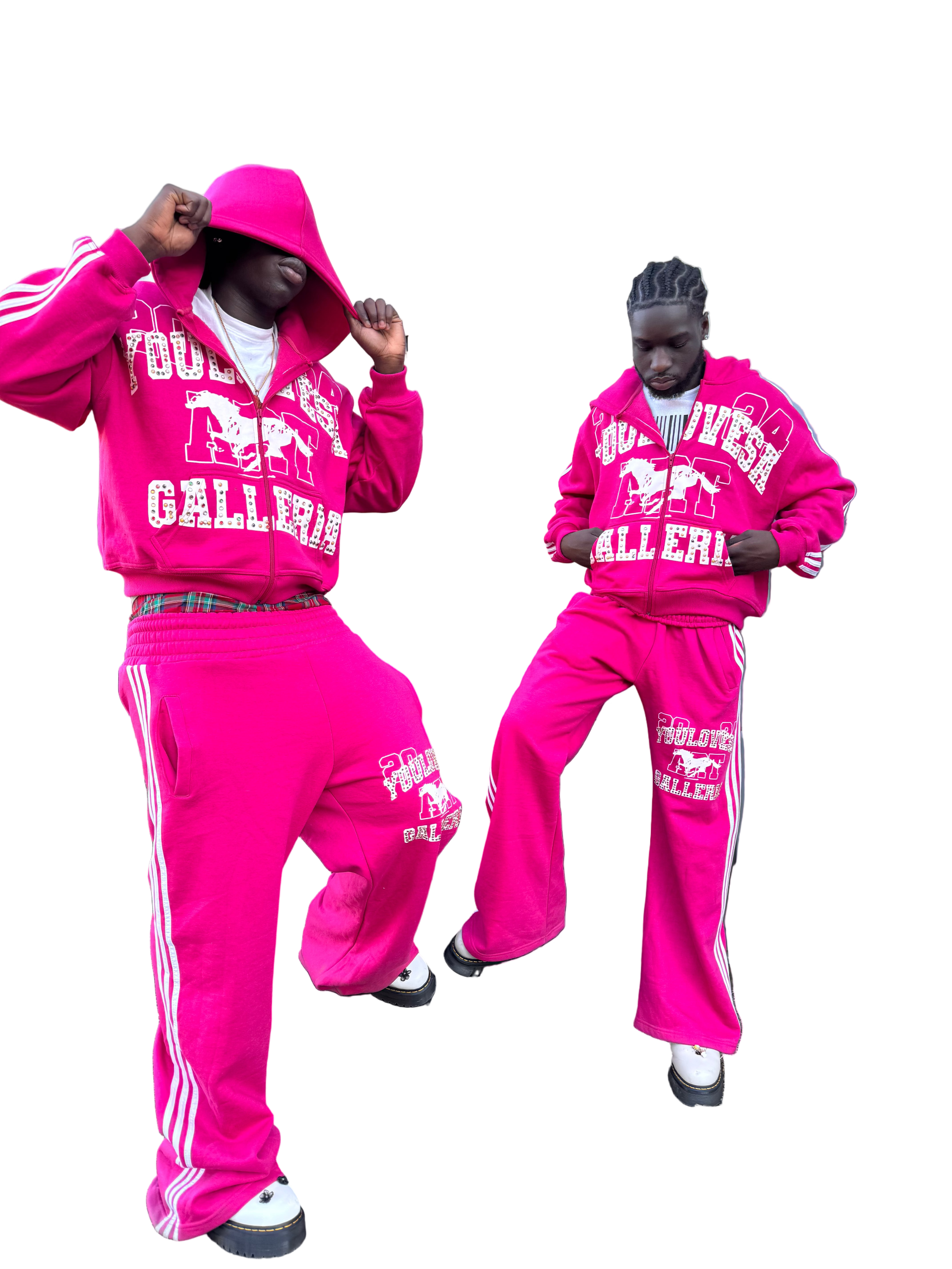 YLSA PINK RHINESTONE BALL HOG SWEATPANTS