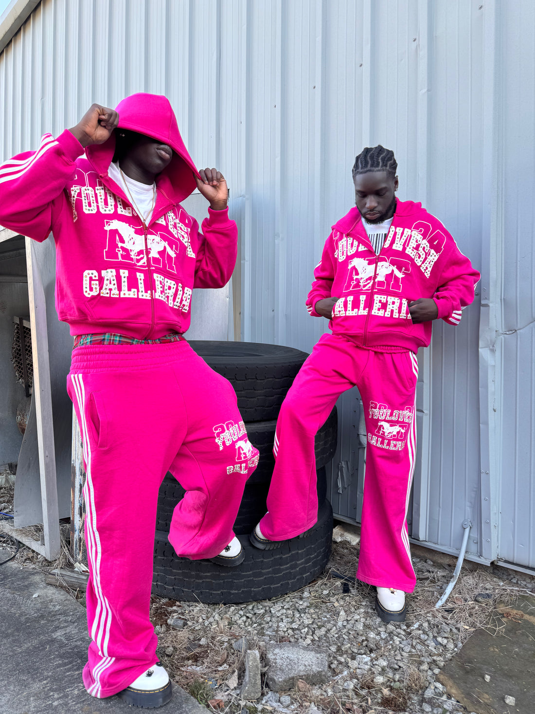 YLSA PINK RHINESTONE BALL HOG SWEATPANTS