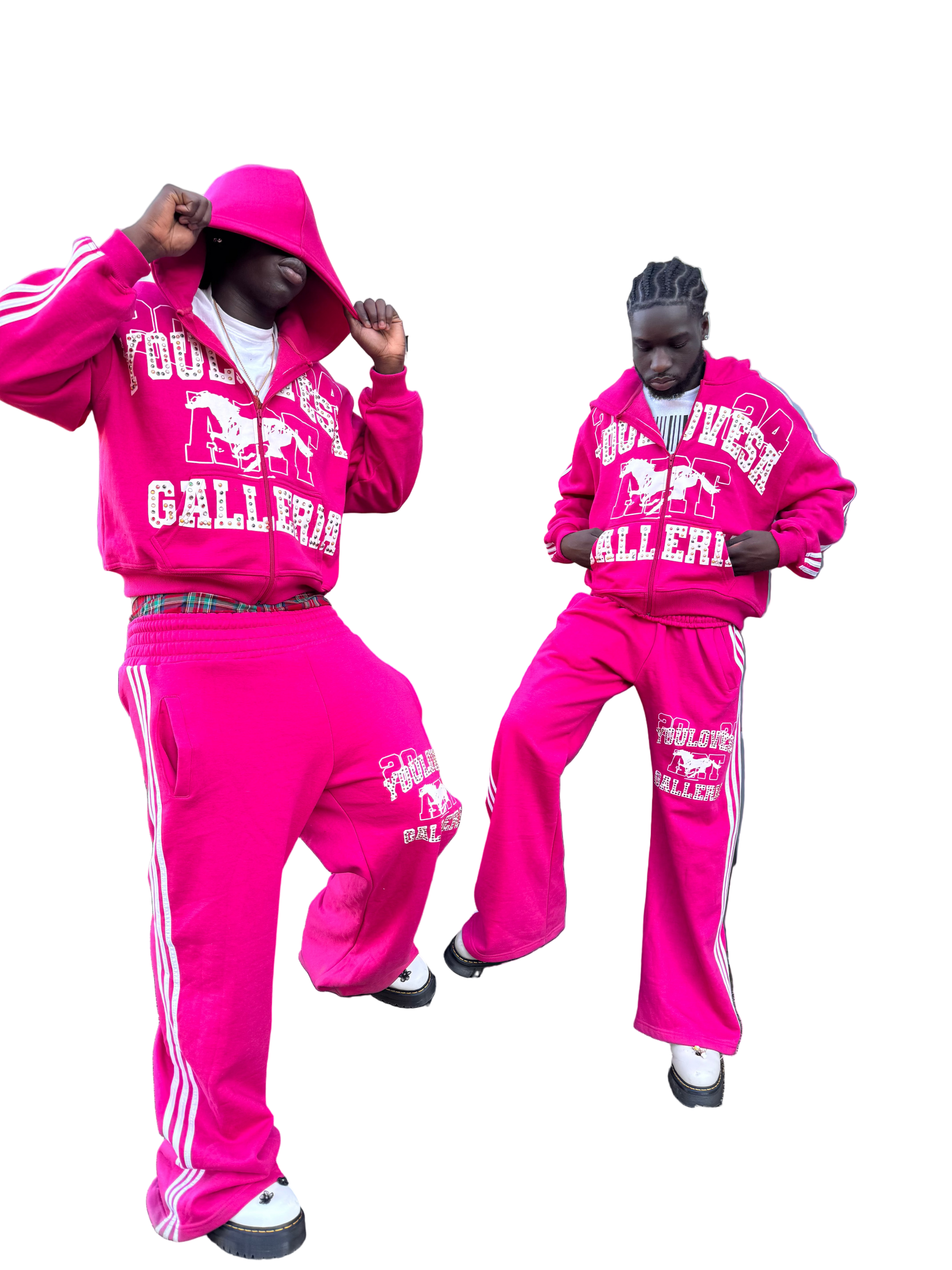 YLSA PINK RHINESTONE BALL HOG SWEATPANTS