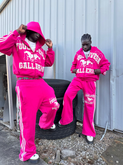 YLSA PINK RHINESTONE BALL HOG SWEATPANTS