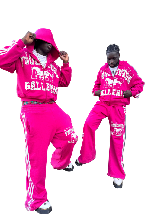 YLSA PINK RHINESTONE BALL HOG SWEATPANTS