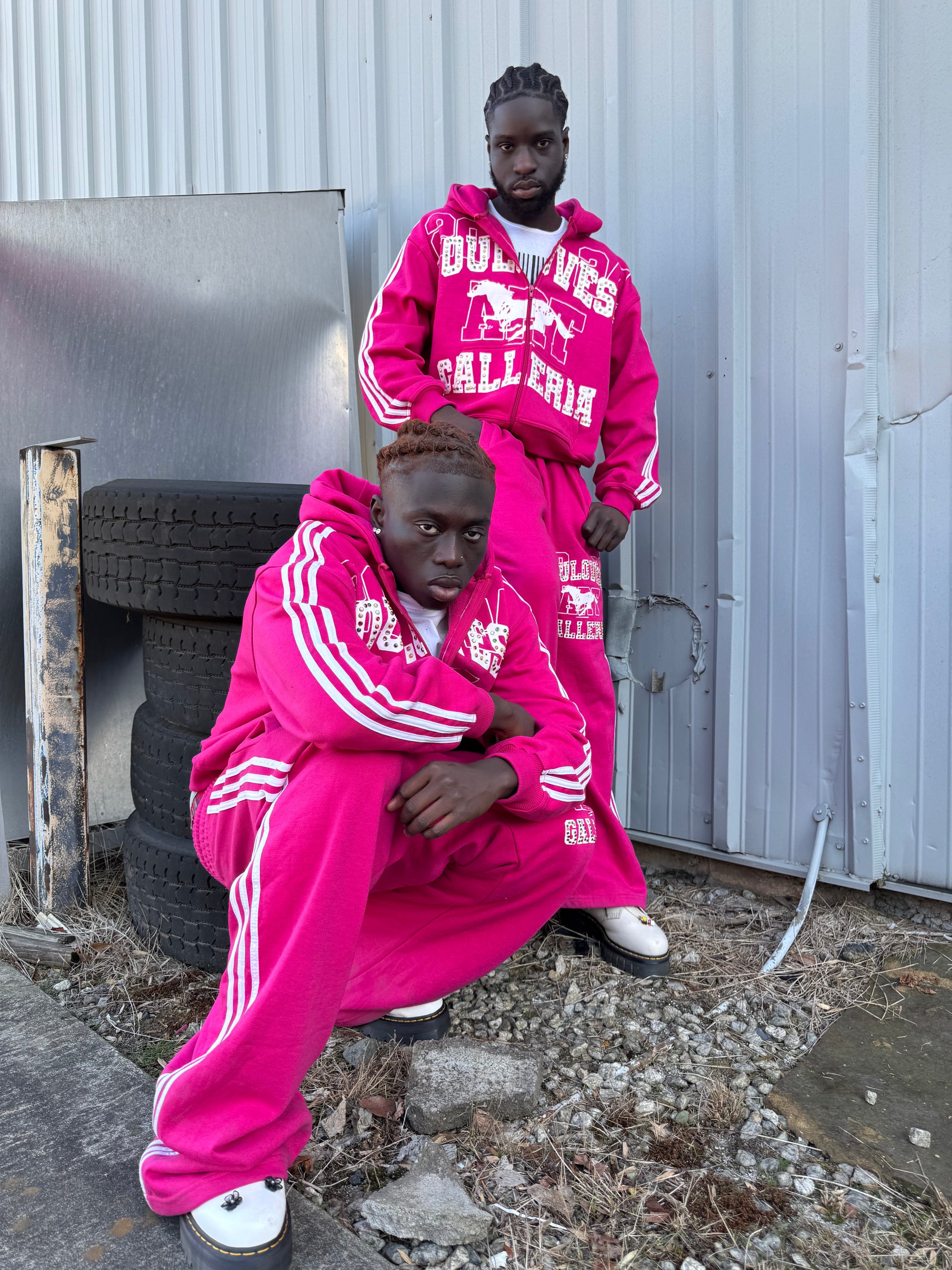 YLSA PINK RHINESTONE BALL HOG HOODIE