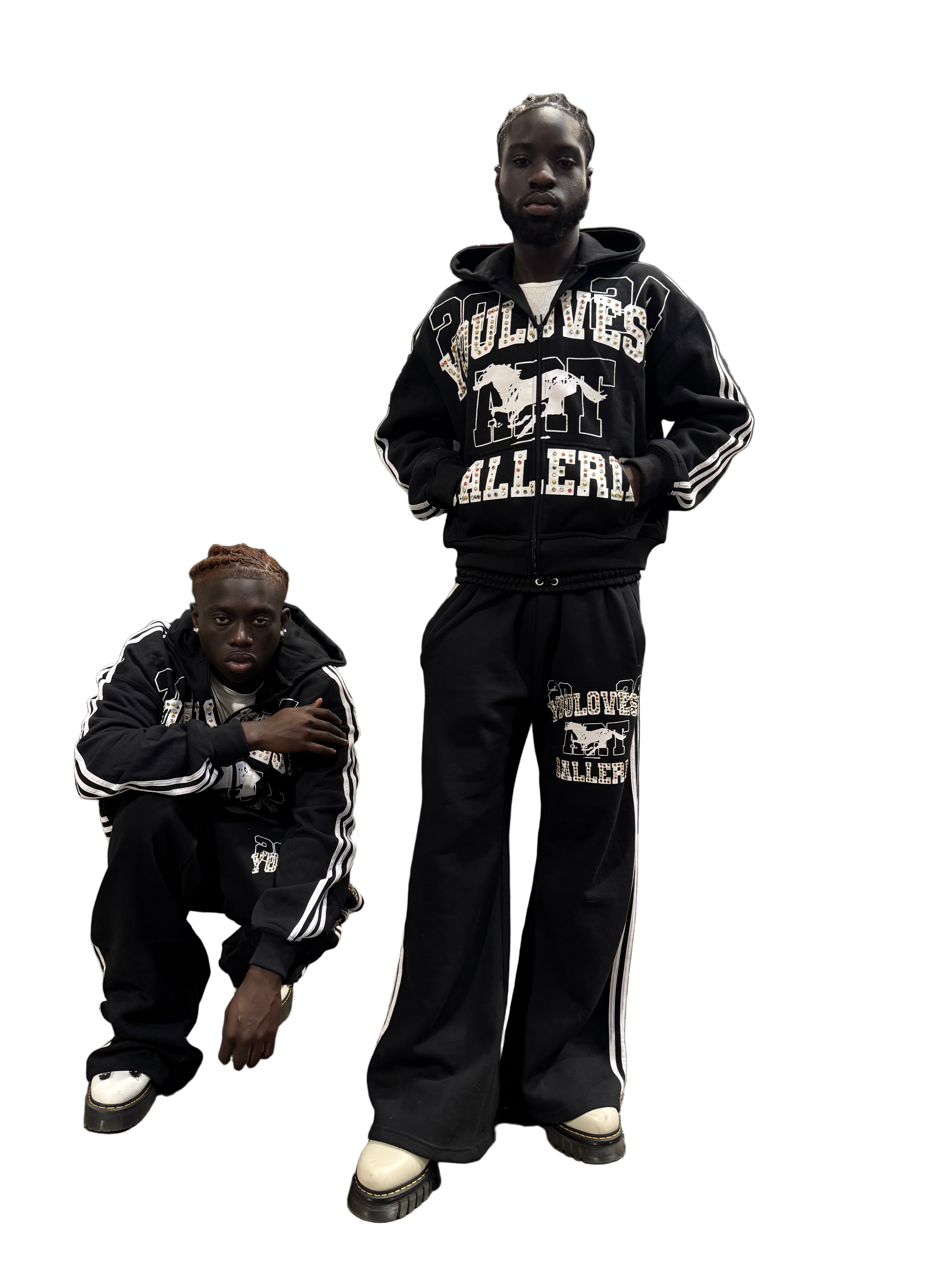 YLSA BLACK RHINESTONE BALL HOG HOODIE