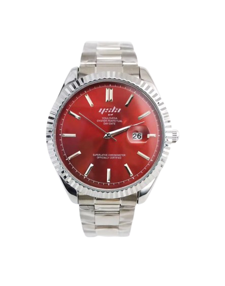 SILVER RED YLSA DAYDATE WATCH