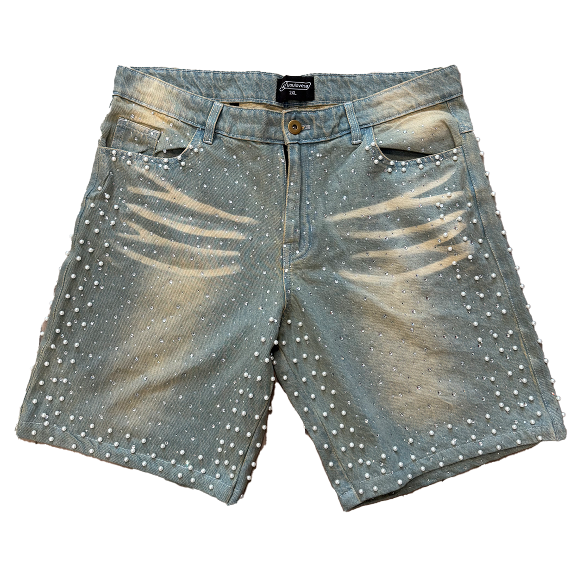 VINTAGE YOULOVESA 007 LIGHT WASH PEARL JORTS