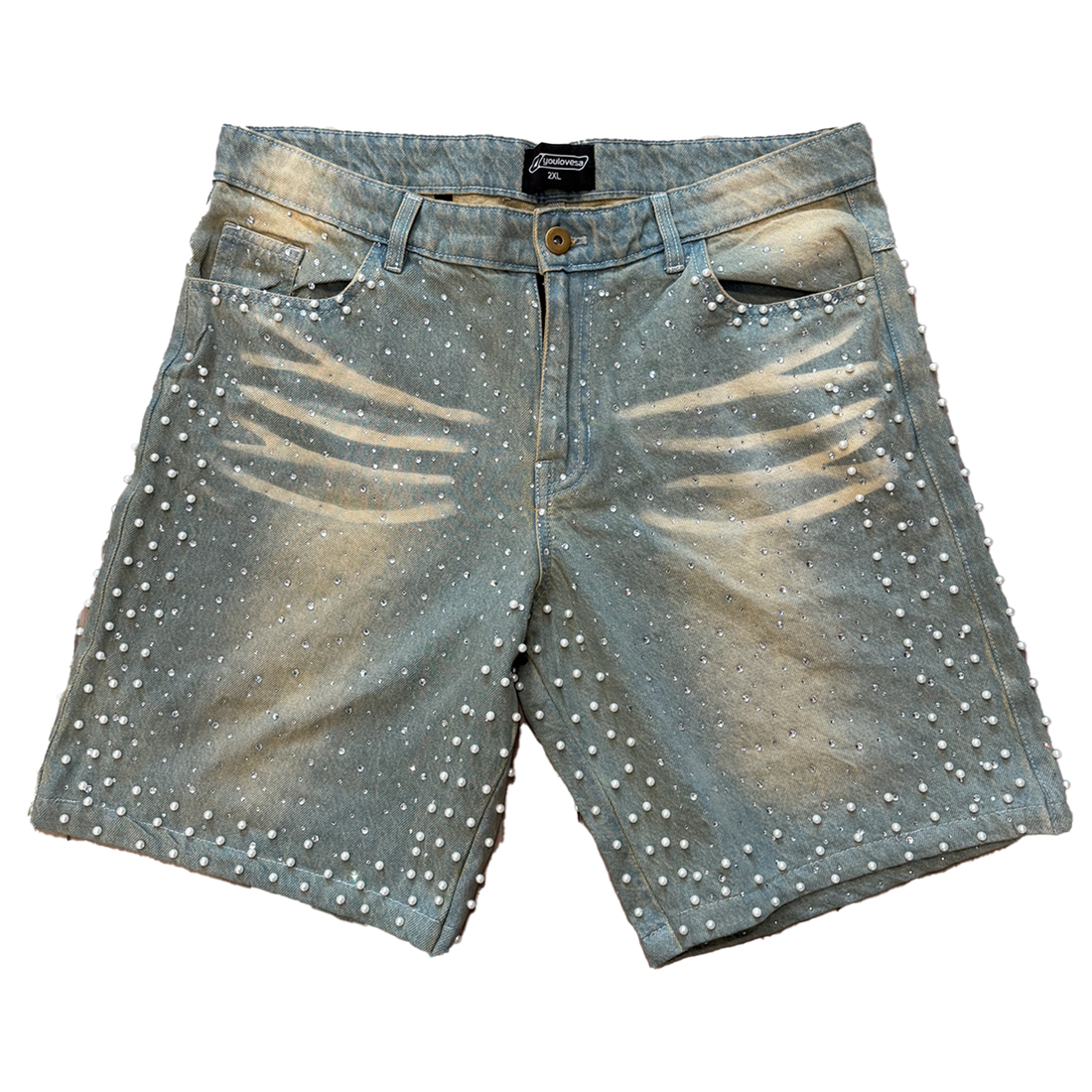 VINTAGE YOULOVESA 007 LIGHT WASH PEARL JORTS