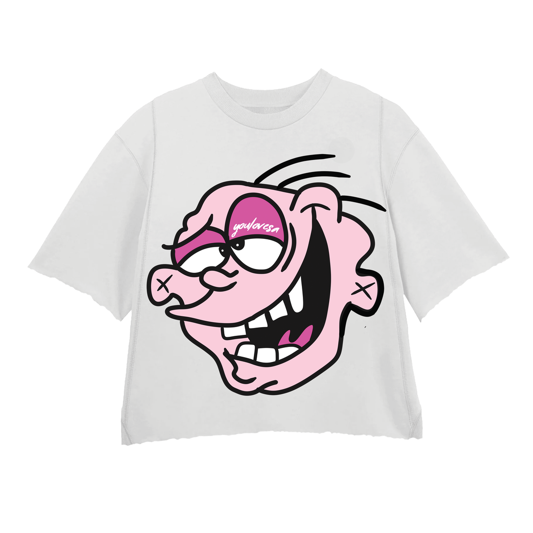 WHITE PINK EDDY CROPPED TEE