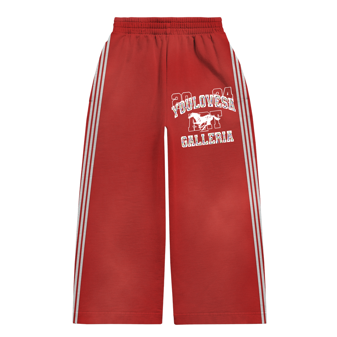 YLSA RED RHINESTONE BALL HOG SWEATPANTS