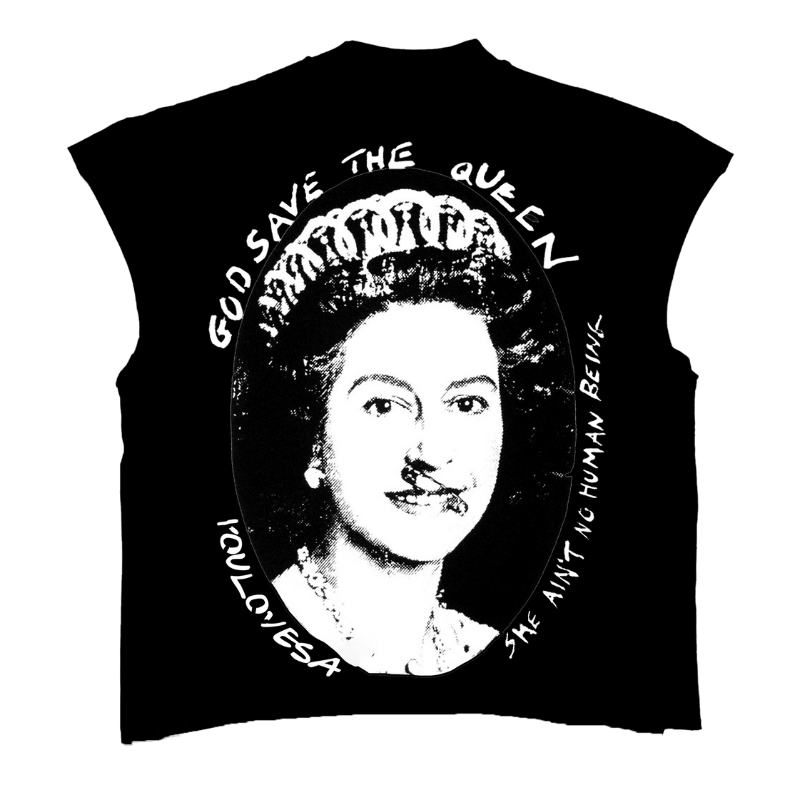 YLSA SAVE THE QUEEN WHITE BLACK TEE
