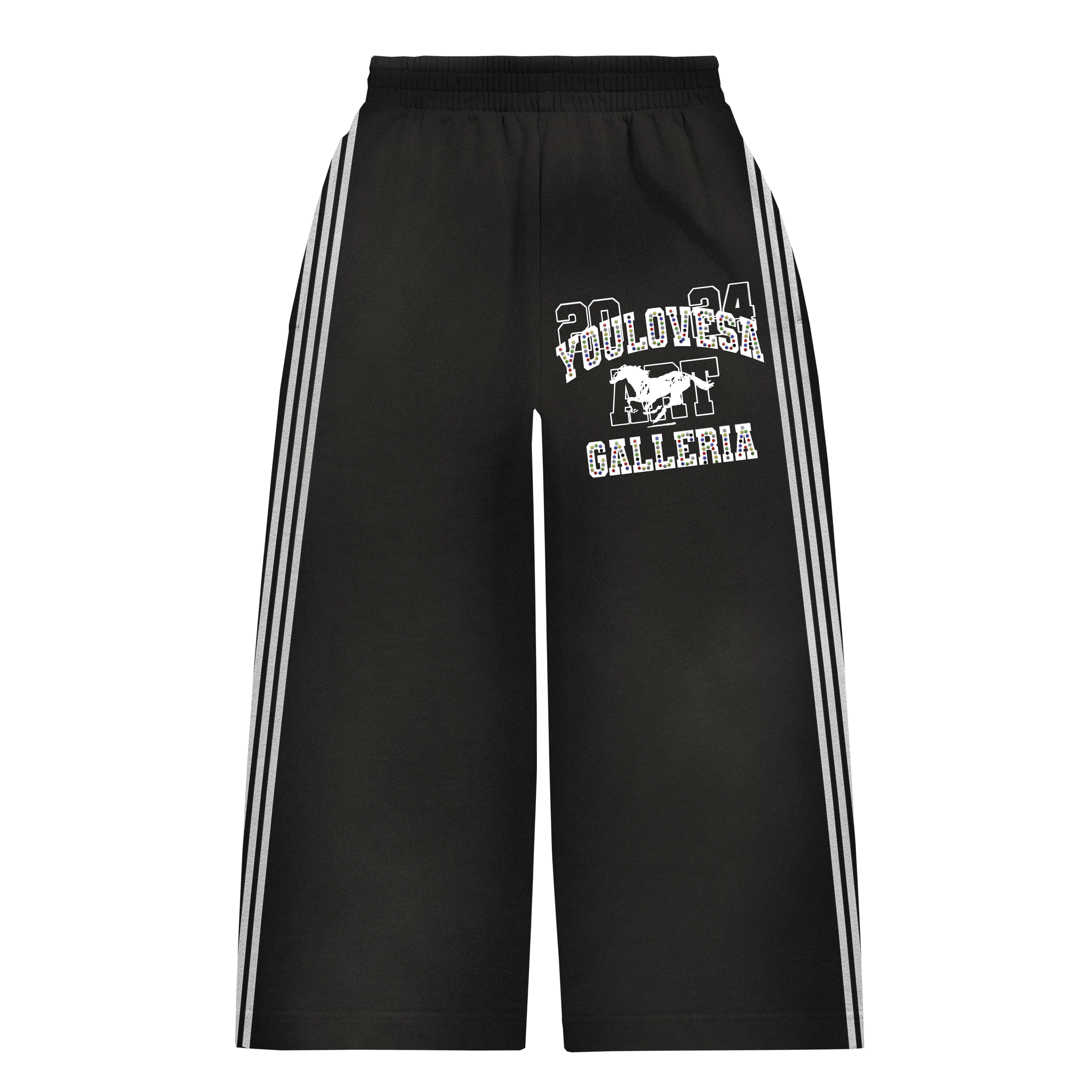 YLSA BLACK RHINESTONE BALL HOG SWEATPANTS
