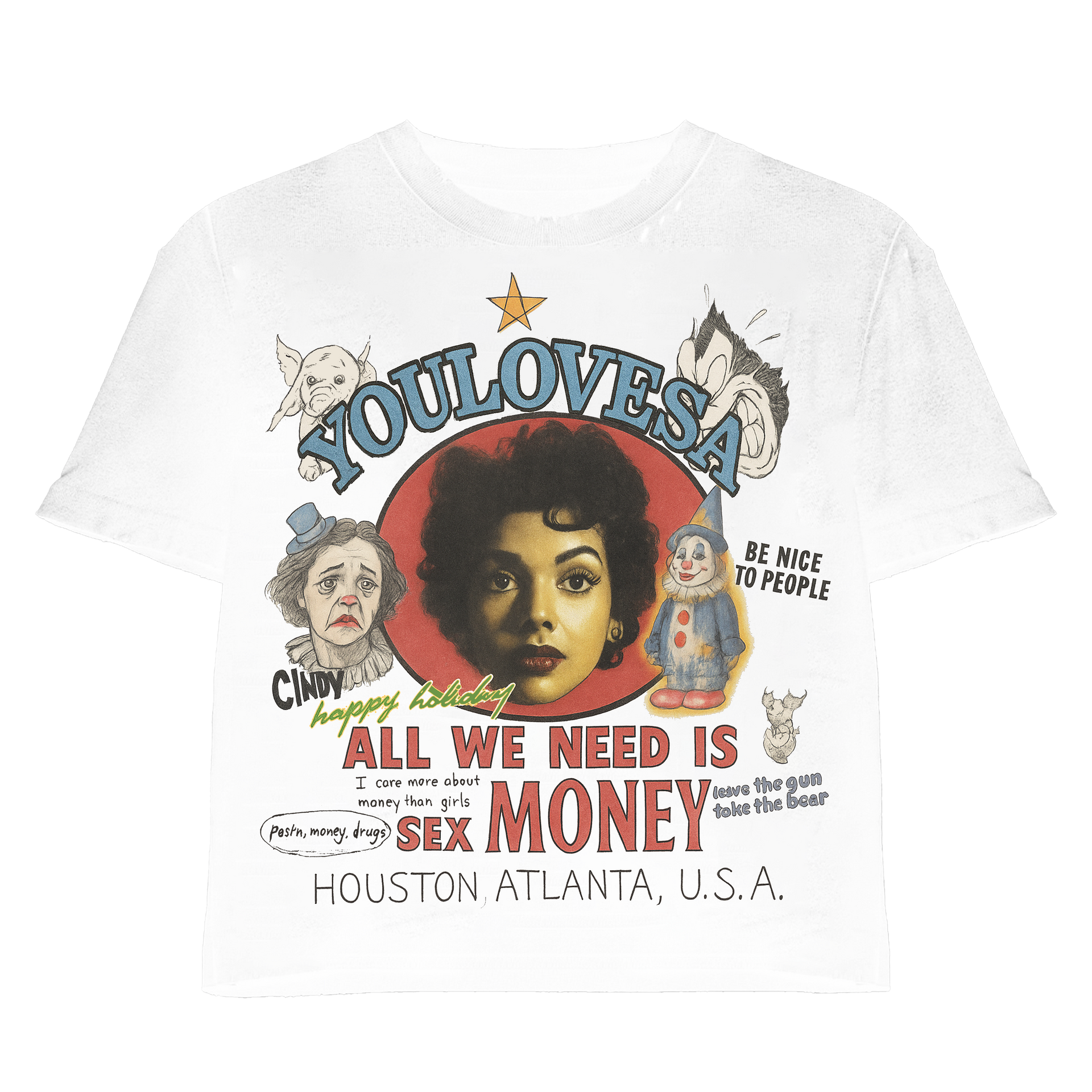 YLSA ALL WE NEED IS MONEY RED WHITE TEE