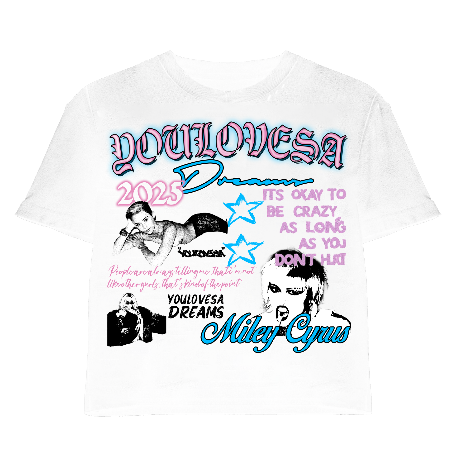 YLSA MILEY DREAMS PINK WHITE TEE