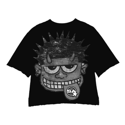 MONSTER GREY BLACK CROPPED TEE