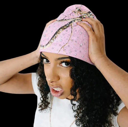 VVS+ Pink Tree Diamond Rhinestone Beanie