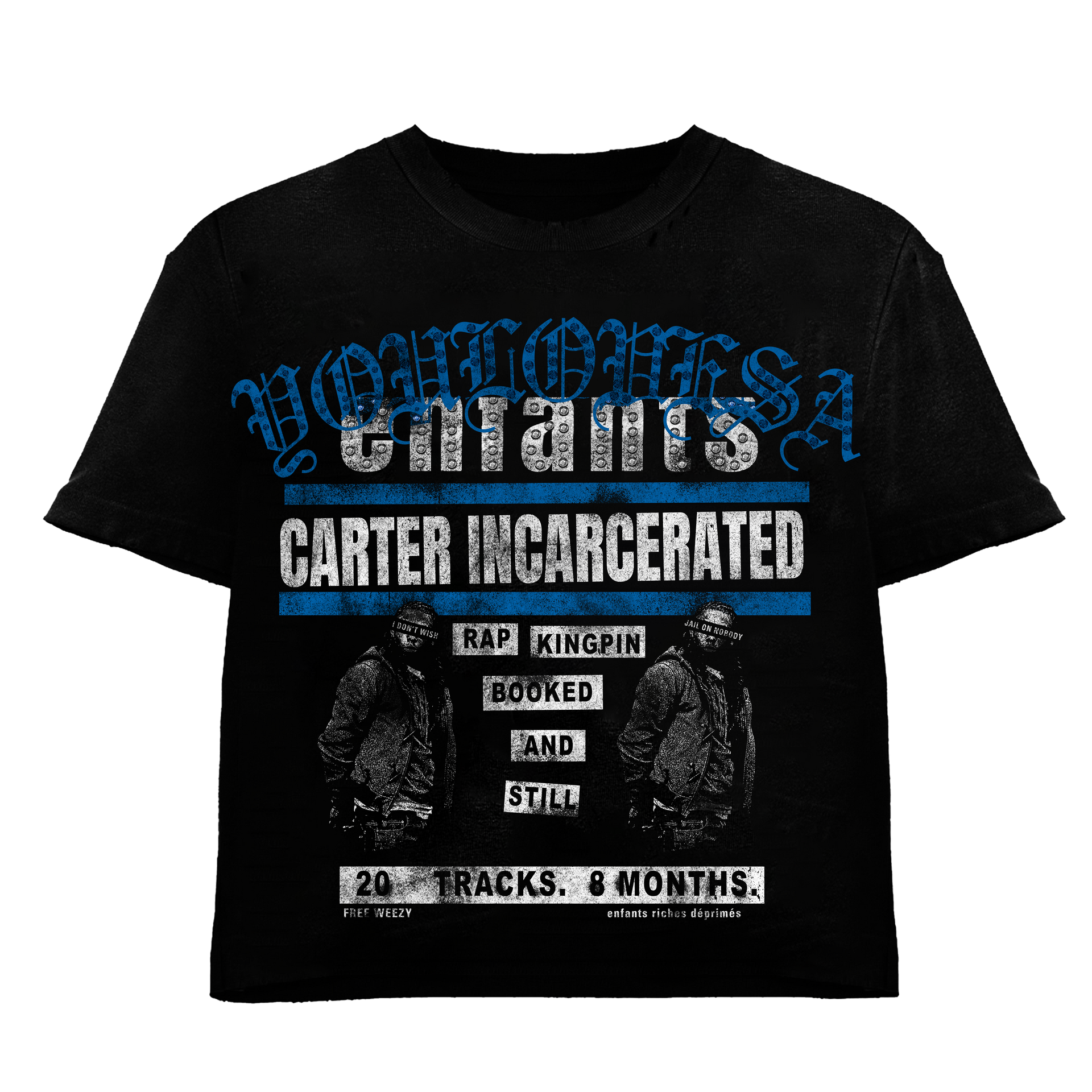 YLSA CARTER INCARCERATED BLUE BLACK TEE