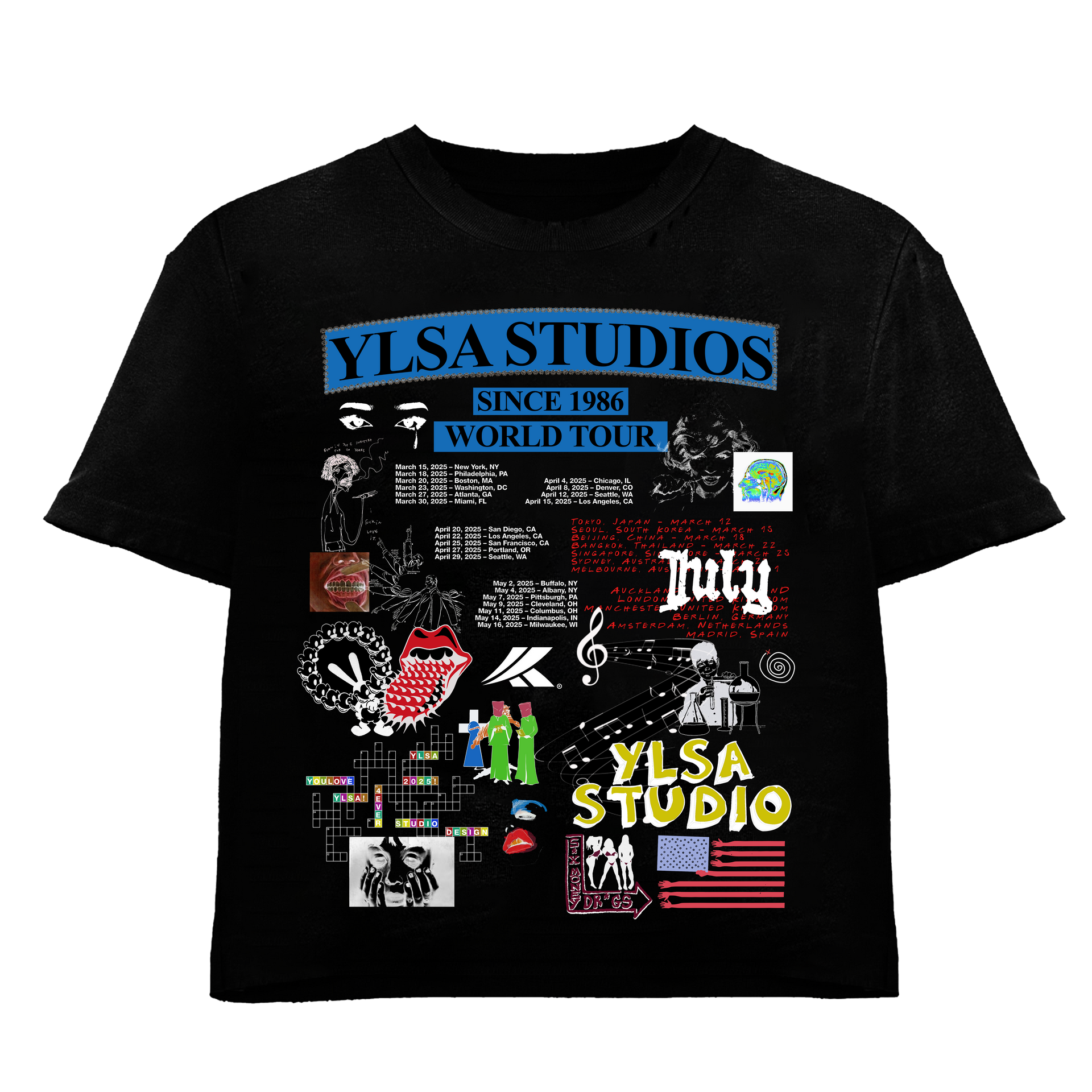 YLSA 1986 WORLD TOUR BLUE BLACK TEE