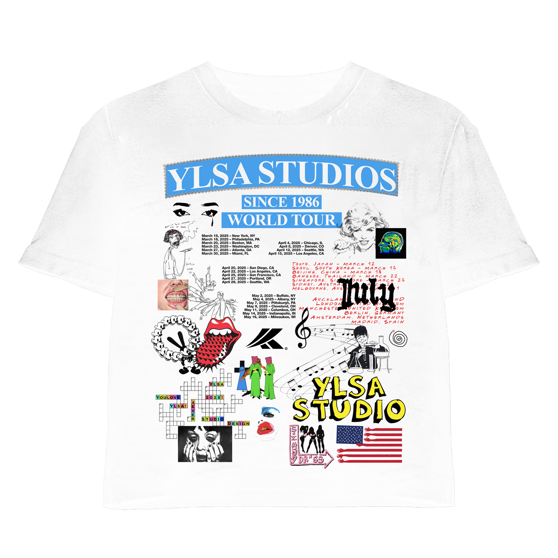 YLSA 1986 WORLD TOUR BLUE WHITE TEE
